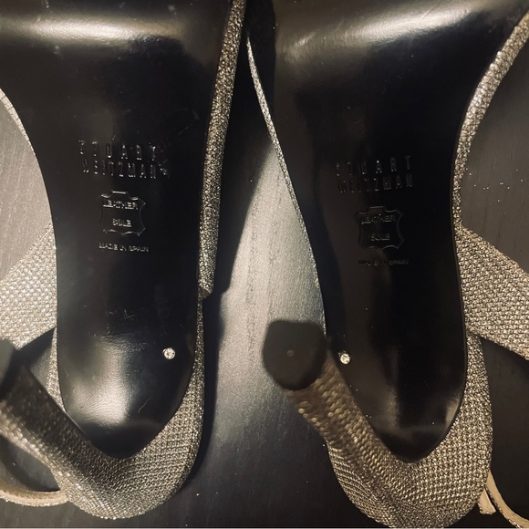Stuart Weitzman Stiletto Slingback Sandals - Women 8.5 - Silver Metallic - Picture 5 of 8